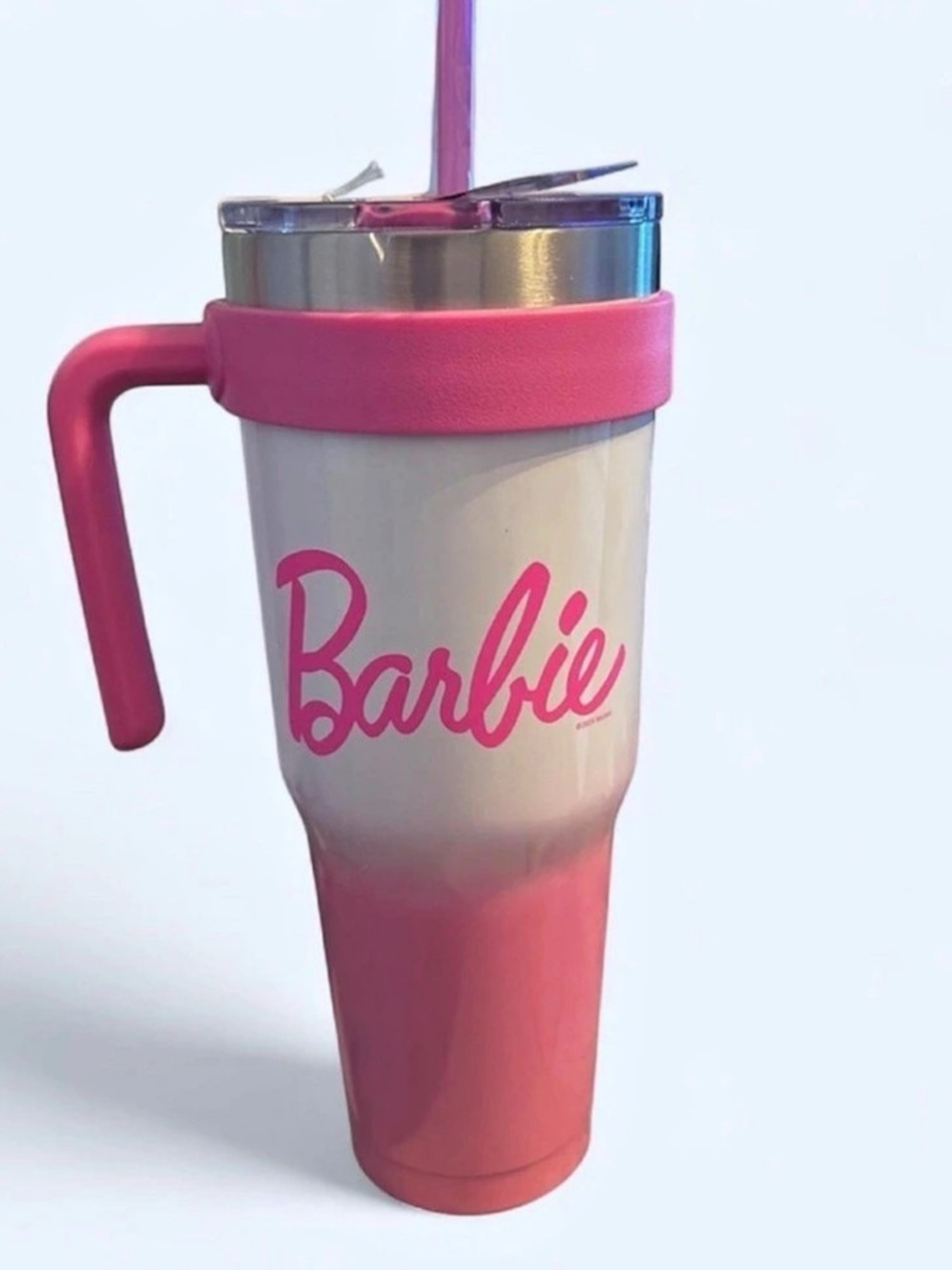 NWT 40 oz Zak! Barbie tumbler! Pink & White Tumbler